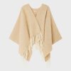 Pablo Poncho De Mezcla De Lana Beige Mallas