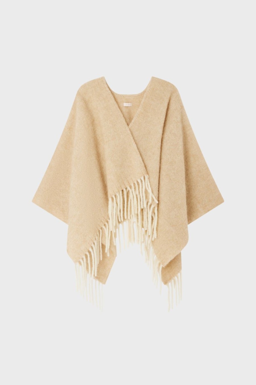 Pablo Poncho De Mezcla De Lana Beige Accesorios