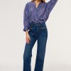 Pablo Blusa Estampada Y Lurex - Aileen Cielo Azul Camisas Y Blusas