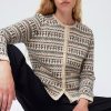 Pablo Cardigan De Punto De Lana Con Estampados Etnicos - Naoura Natural Mallas