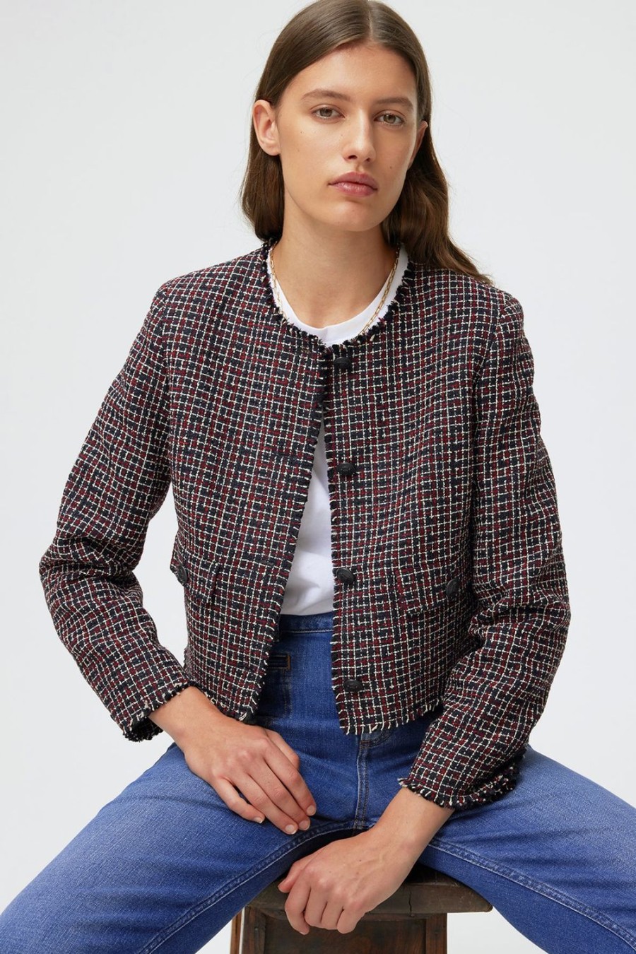 Pablo Chaqueta Corta De Tweed Y Flecos - Valmon Marina Chaquetas